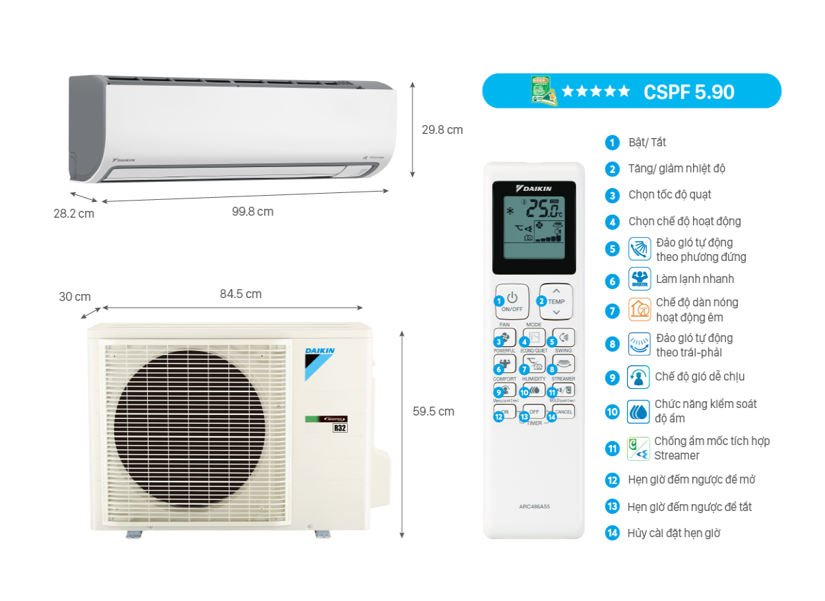 Điều Hòa Daikin Inverter FTKF71ZVMV 3HP - Thiết Kế Sang Trọng - Ảnh 9