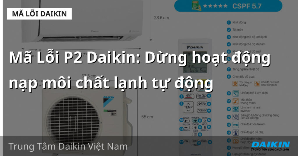 Mã Lỗi P2 Daikin: Dừng hoạt động nạp môi chất lạnh tự động
